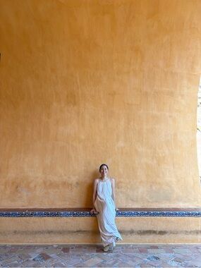 A New Day Lightweight White Maxi Dress with Subtle Stripes